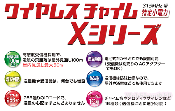 新品 リーベックス Revex 玄関チャイム ワイヤレスチャイム 介護用呼び出しに X810